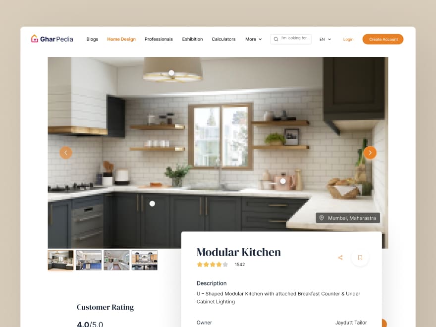 Image of UX Design of website called gharpedia created by UXTeam