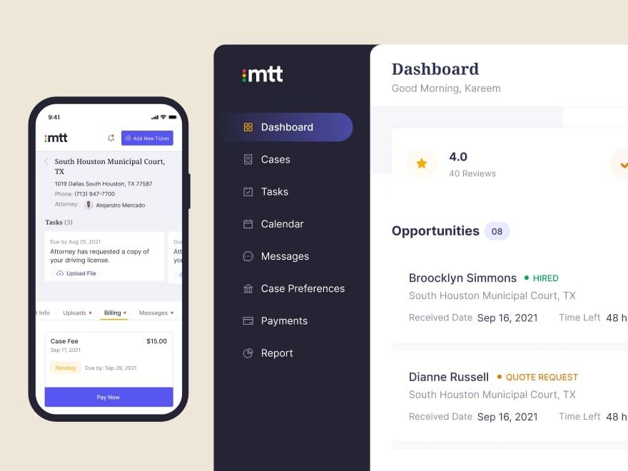Image showcasing responsive dashboard Design of mtt