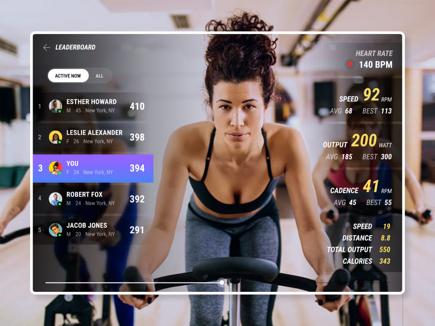 Image showcasing Leaderboard of UX Design Project about Fitness
