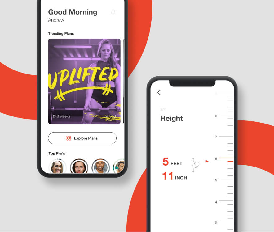 UI Design of a project called Fitnessplans Created by UX Team