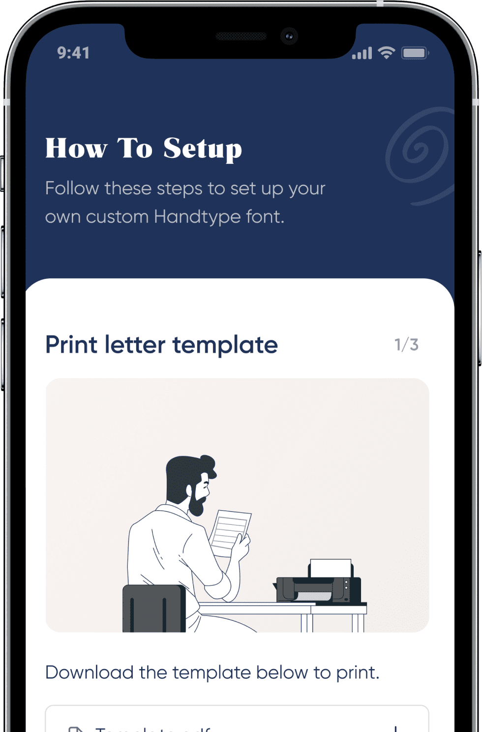Image of how to set up a page on a mobile application using handwritten