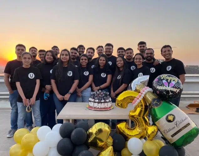 Image of UX Team members celebrating 3rd anniversary of agency